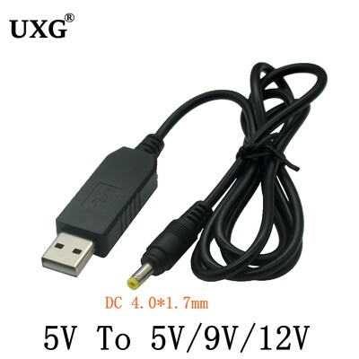 1M USB į DC 4.0 1.7mm galios didinimo linija DC 5V iki 5V 9V 12V Step UP modulis USB keitiklio adapterio laidas 1.7x4.0mm kištukinis laidas