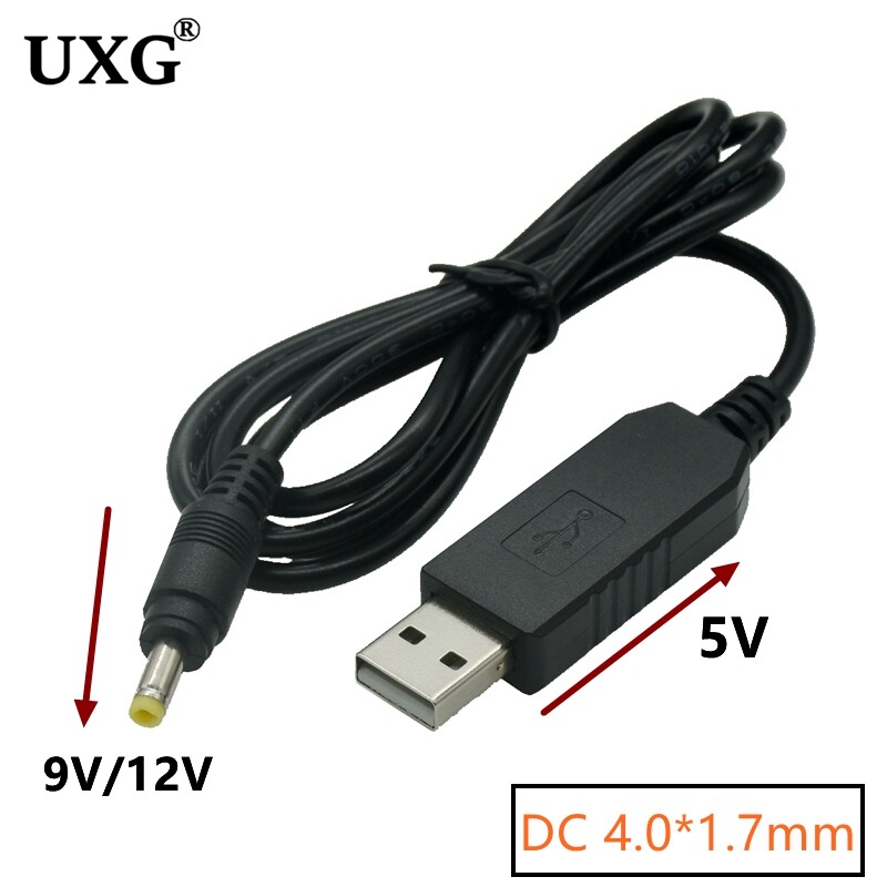 1M USB į DC 4.0 1.7mm galios didinimo linija DC 5V iki 5V 9V 12V Step UP modulis USB keitiklio adapterio laidas 1.7x4.0mm kištukinis laidas