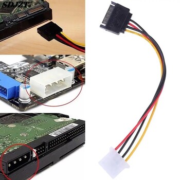 4-пинов Molex IDE към 15-пинов SATA захранващ кабел мъжки към женски SATA удължителен кабел, твърд диск, адаптер за захранващ кабел за компютър