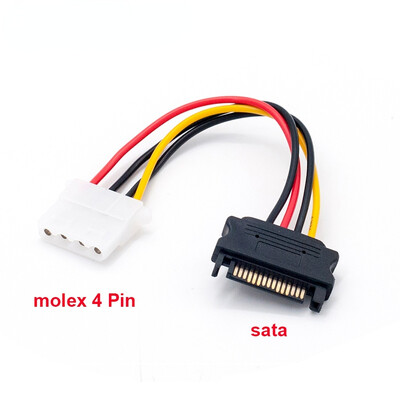 Cablu de alimentare Molex IDE cu 4 pini la 15 pini SATA cablu de prelungire SATA masculin la femel Adaptor de cablu de alimentare pentru hard disk pentru computer