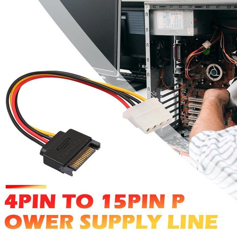 Cablu de alimentare Molex IDE cu 4 pini la 15 pini SATA cablu de prelungire SATA masculin la femel Adaptor de cablu de alimentare pentru hard disk pentru computer