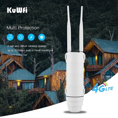 KuWFi 4G външен WIFI рутер 150Mbps Водоустойчив 4G SIM карта Рутер Широк обхват Безжичен интернет Hotspot Wifi Поддръжка 64 потребителя