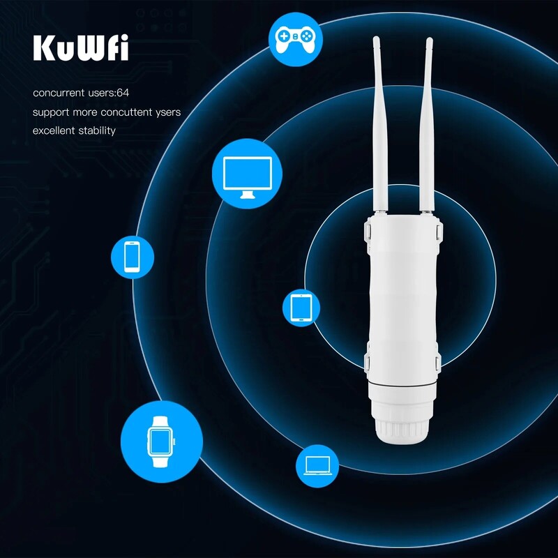 KuWFi 4G Outdoor WIFI Router 150Mbps Αδιάβροχος δρομολογητής κάρτας SIM 4G ευρείας εμβέλειας Ασύρματο Hotspot Internet Υποστήριξη Wifi 64 Χρήστες