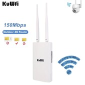 KuWFi vonkajší 4G CPE Wifi router 150Mbps bezdrôtový Wifi router so slotom pre SIM kartu, zosilňovač Wifi signálu za každého počasia, extender pre IP kameru