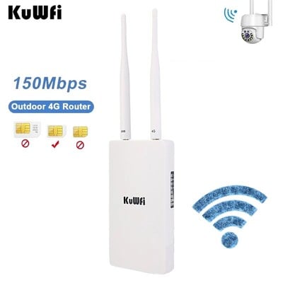 KuWFi Outdoor 4G CPE Wifi Router 150Mbps vezeték nélküli Wifi Router SIM kártya nyílással minden időjárási Wifi Booster Extender IP kamerához