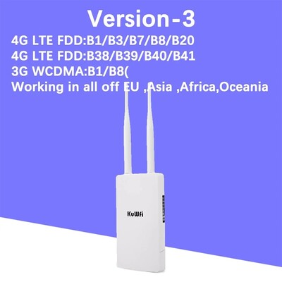 KuWFi vonkajší 4G CPE Wifi router 150Mbps bezdrôtový Wifi router so slotom pre SIM kartu, zosilňovač Wifi signálu za každého počasia, extender pre IP kameru