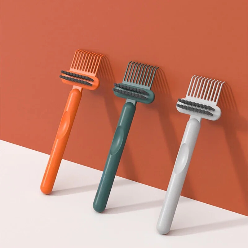 1 buc. Pieptene de curățat Perie de păr pentru curățare delicată Pieptene Instrumente de curățare Instrument încorporat mâner 2 în 1 Airbag-pieptene de curățat Perie pentru margini