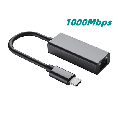 USB C 100/1000 Mbps Etherneti adapter Type-C to RJ45 LAN stabiilne väline võrgukaart sülearvutitele mobiiltelefonidele tahvelarvutitele
