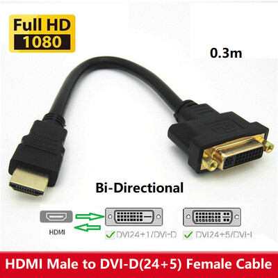 Cablu HDMI la DVI Adaptor HDMI bidirecțional la DVI-I (24+5) mamă 1080P Convertor DVI la HDMI compatibil cu comutatorul PS5