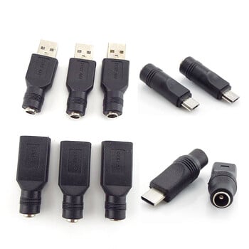 DC женски жак 5,5*2,1 мм към USB 2.0 мъжки mirco тип c щепсел женски жак 5V конектор преобразувател адаптер за лаптоп