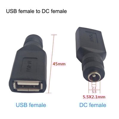 Nuolatinės srovės maitinimo lizdas 5,5 * 2,1 mm Į USB 2.0 Vyriškas mirco tipo c kištukas Female lizdas 5 V jungties keitiklio adapteris nešiojamam kompiuteriui