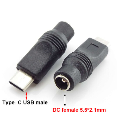 Nuolatinės srovės maitinimo lizdas 5,5 * 2,1 mm Į USB 2.0 Vyriškas mirco tipo c kištukas Female lizdas 5 V jungties keitiklio adapteris nešiojamam kompiuteriui