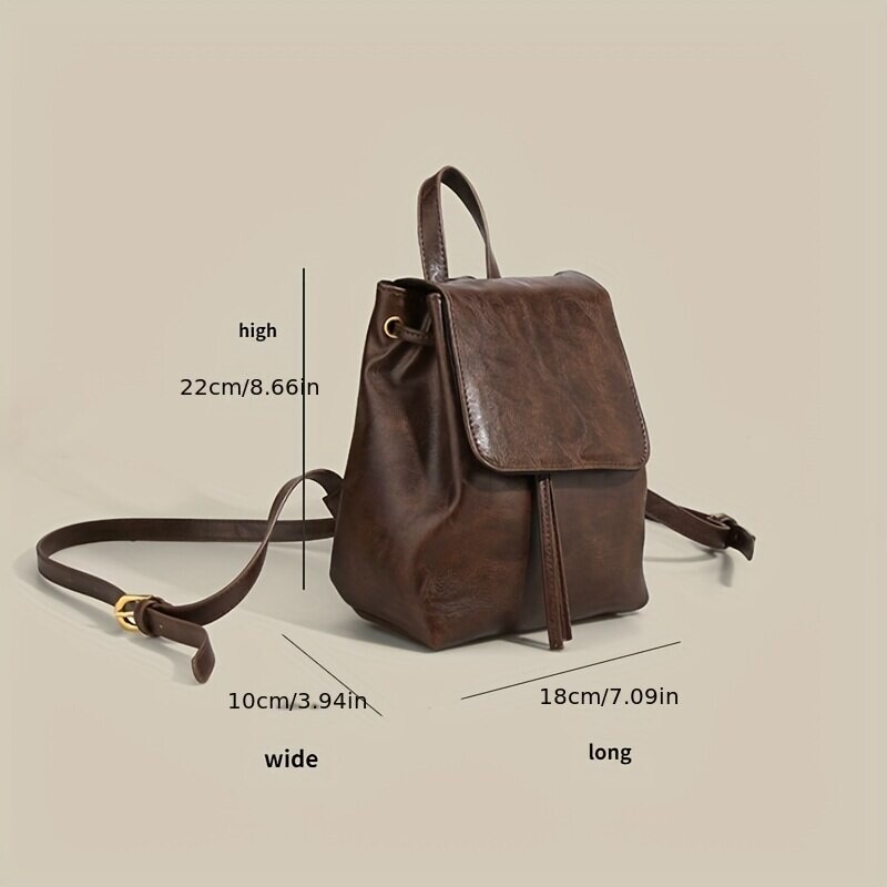 Kis, húzózsinóros hajtókás hátizsák női mini PU bőr texturált iskolai hátizsák Divat utazási ingázó táska lányok bakzsákok