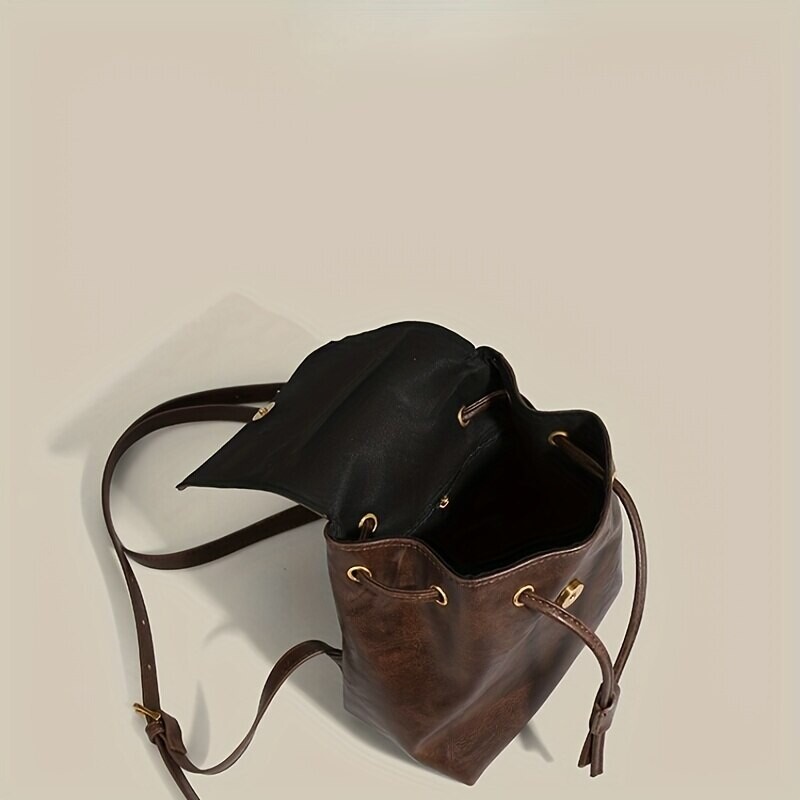 Kis, húzózsinóros hajtókás hátizsák női mini PU bőr texturált iskolai hátizsák Divat utazási ingázó táska lányok bakzsákok