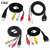 Conexiune USB mascul femela la 3 RCA Adaptor femela Convertor audio Cablu AV video Cablu USB la 2 RCA pentru cablu TV HDTV TV