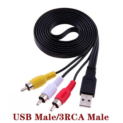 Conexiune USB mascul femela la 3 RCA Adaptor femela Convertor audio Cablu AV video Cablu USB la 2 RCA pentru cablu TV HDTV TV