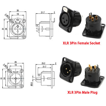 1/2/5Pcs XLR 3pin мъжки женски панел Аудио микрофон Миксер Щепсел жак Конектор YS145 YS146 Мъжки Женски 3-ядрен XLR метален контакт