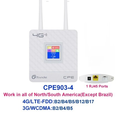 TIANJIE 150Mbps 4G Wifi maršrutizatorius atrakintas SIM kortelės belaidis modemas išorinės antenos viešosios interneto prieigos taško WAN LAN plačiajuosčio ryšio adapteris IP kamerai