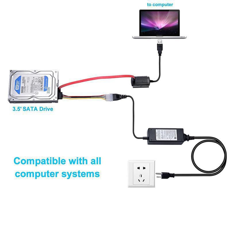 SATA uz USB 2 SATA IDE adaptera kabelis PATA IDE uz USB pārveidotājs 2,5 3,5 collu SSD HDD ar maiņstrāvas adapteri Atbalsts Windows MAC OS