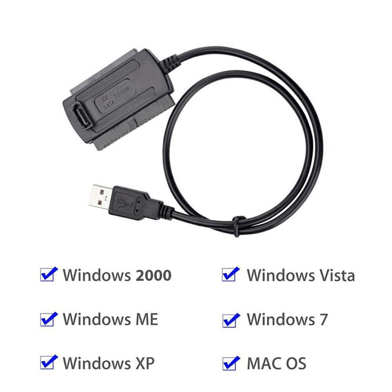 SATA uz USB 2 SATA IDE adaptera kabelis PATA IDE uz USB pārveidotājs 2,5 3,5 collu SSD HDD ar maiņstrāvas adapteri Atbalsts Windows MAC OS