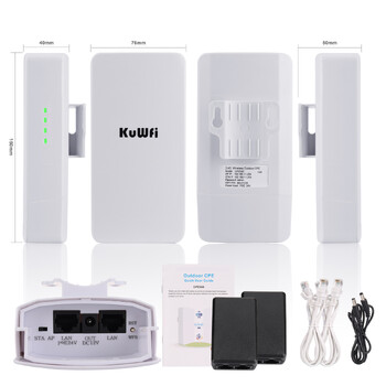 KuWFi 2.4Ghz 300Mbps Външен CPE Bridge Безжичен Wifi рутер AP Repeater Mode Long Range Extender Wireless Bridge PTP PTMP 1KM