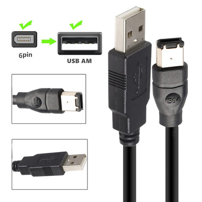 Firewire IEEE 1394 6-pinski muški na USB 2.0 A muški adapter, pretvarački kabel, kabel 1,2 m 1,8 m/3 m/5 m kabel