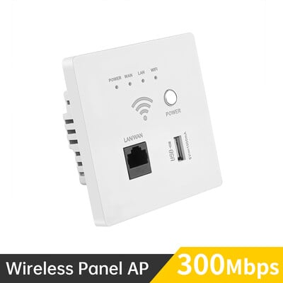 220V Smart Wireless Panel AP 300Mbps hozzáférési pont WiFi átjátszó Wifi bővítő fali beágyazott router panel usb aljzat rj45