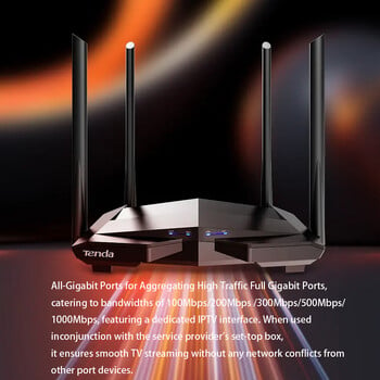 Tenda Router AC10 Gigabit Version 2.4GHz 5GHz WiFi 1167Mbps WiFi Repeater 128MB DDR3 High Gain 4 антени Мрежов удължител