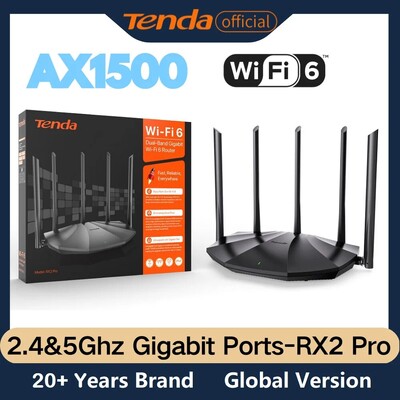 Tenda WIFI6 Router AX1500 Gigabit Wireless Router Jelerősítő 2.4G 5GHz Nyalábformáló szülői felügyelet Vendég hálózati átjátszó