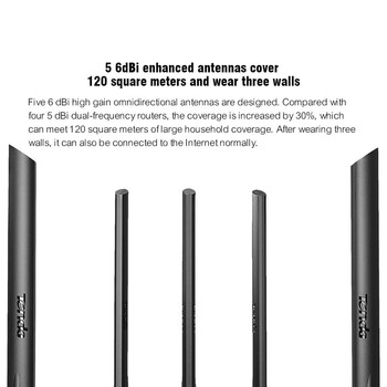 Tenda AC11 Gigabit WiFi рутер AC1200 Dual Band 2.4G 5GHz MU-MIMO Интелигентно управление на управлението на приложението W/5 антени Усилвател на сигнала