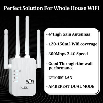 2.4G WiFi ретранслатор 2LAN 300Mbps ретранслатор на усилвател на сигнала wifi усилвател ретранслатор на обхват безжична точка за достъп AP