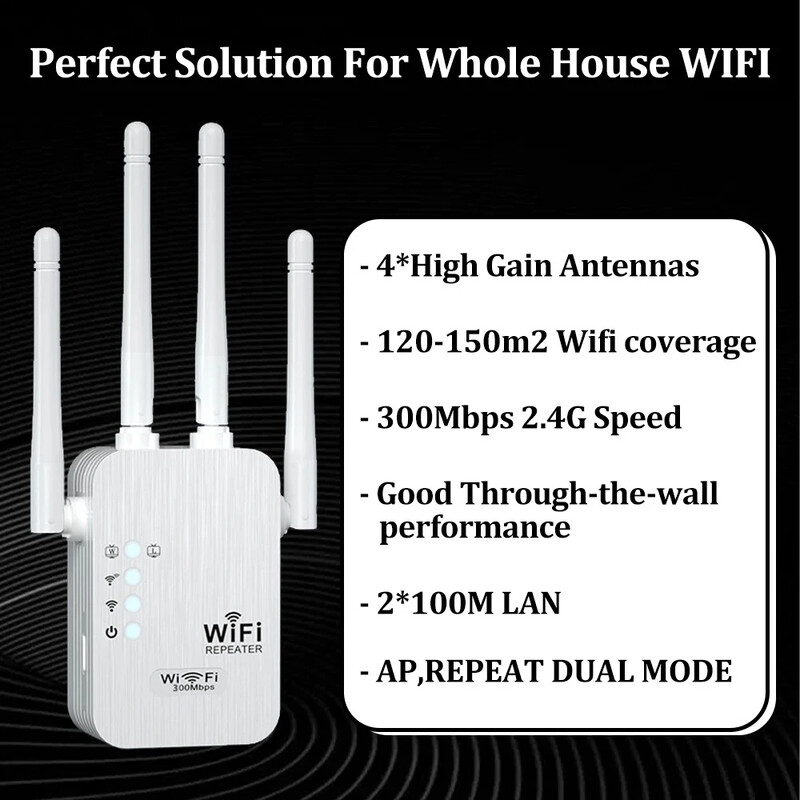 2.4G WiFi atkārtotājs 2LAN 300Mbps signāla pastiprinātāja wifi pastiprinātāja diapazona atkārtotājs bezvadu piekļuves punkts AP