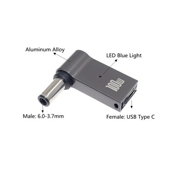 100W USB C женски към 6,0*3,7 мм мъжки щепсел, адаптер, конвертор, USB тип C PD, кабел за бързо зареждане, кабел за лаптоп Asus