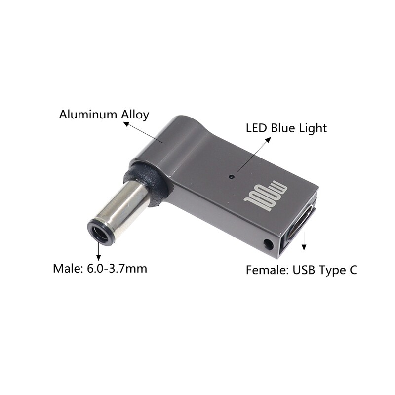 100W USB C Θηλυκό σε 6,0*3,7mm αρσενικό βύσμα προσαρμογέα μετατροπέα USB τύπου C PD Καλώδιο γρήγορης φόρτισης για φορητό υπολογιστή Asus