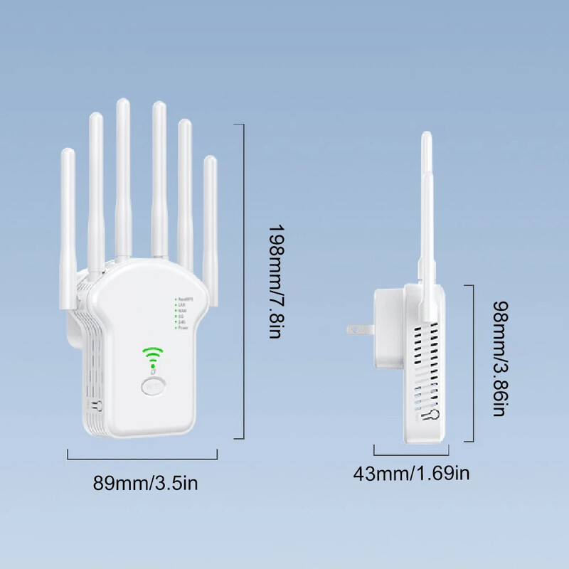 1200Mbps bezvadu WiFi atkārtotājs WiFi signāla atkārtotājs divjoslu 2.4G 5G WiFi paplašinātājs antenas tīkla pastiprinātājs WPS maršrutētājs