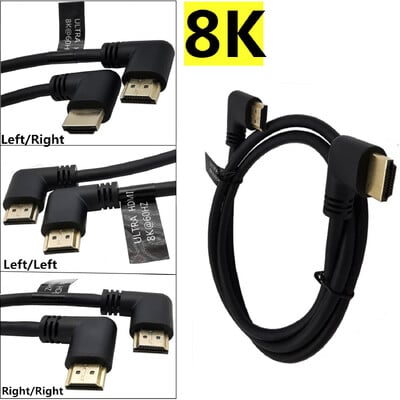 8K 48Gbps HDTV 2.1 kábel 90/270 fokos könyökből lefelé szög HDMI-kompatibilis HD kábelhez 8K@60Hz TV PC-projektor PS5 laptophoz