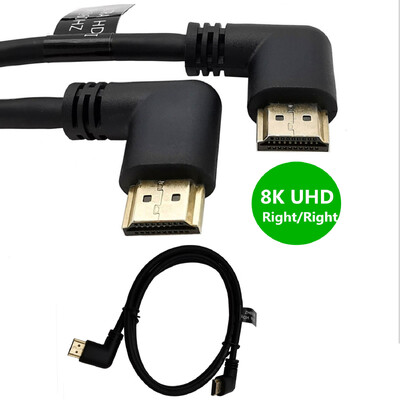 8K 48Gbps HDTV 2.1 kábel 90/270 stupňový koleno hore-dole kompatibilný s HDMI na HD kábel 8K pri 60Hz pre TV, PC, projektor, PS5, notebook