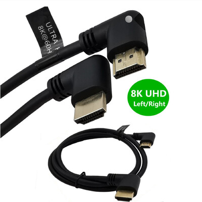 8K 48Gbps HDTV 2.1 kábel 90/270 stupňový koleno hore-dole kompatibilný s HDMI na HD kábel 8K pri 60Hz pre TV, PC, projektor, PS5, notebook