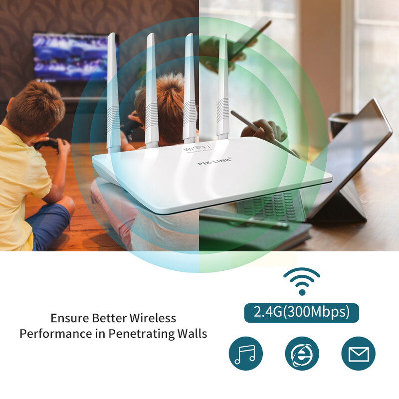 PIXLINK WR21Q WIFI maršrutētāja diapazona atkārtotājs 802.11 B /g/n 2.4G 300Mbps 4 antenu maršrutētāju atkārtotājs