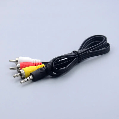 Adaptér 3,5 mm jack samec na 3 RCA samec, 65 cm, 1 m, 1,5 m, vysoko kvalitný audio video AV kábel s 3,5 mm jack konektorom (samec) a 3,5 mm jack konektorom (samec).