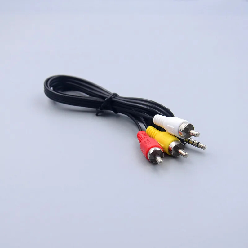 Adaptér 3,5 mm jack samec na 3 RCA samec, 65 cm, 1 m, 1,5 m, vysoko kvalitný audio video AV kábel s 3,5 mm jack konektorom (samec) a 3,5 mm jack konektorom (samec).
