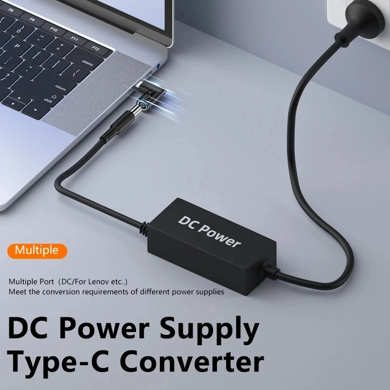 Cablu de încărcare rapidă USB C de 65 W Încărcător pentru laptop Lenovo, mufă DC, mufă pătrată la adaptor tip C PD, convertor pentru telefon, tabletă, notebook