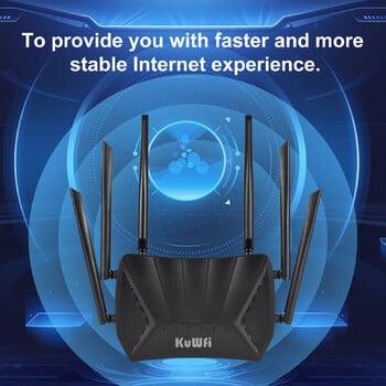 KuWFi 1200Mbps 4G LTE рутер 2.4G 5G двулентов безжичен рутер с 6*5dBi антени с високо усилване с Gigabit WAN LAN порт