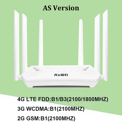 KuWFi 1200Mbps 4G LTE maršrutētājs 2.4G 5G divjoslu bezvadu maršrutētājs ar 6*5dBi augsta pastiprinājuma antenām ar Gigabit WAN LAN portu
