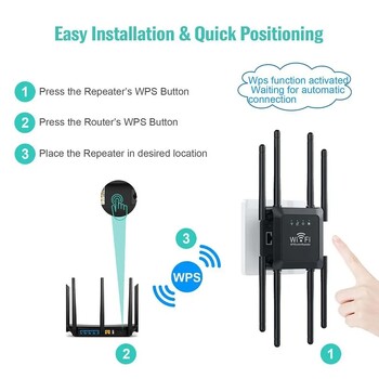 300Mbps WiFi ретранслатор Безжичен WiFi ретранслатор на сигнала Extender High Gain 8 антена Двубандов 2.4G мрежов усилвател WPS рутер