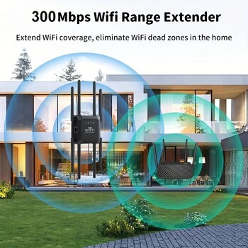 300Mbps WiFi ретранслатор Безжичен WiFi ретранслатор на сигнала Extender High Gain 8 антена Двубандов 2.4G мрежов усилвател WPS рутер