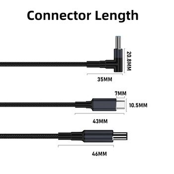 65W 90W 140W USB C PD към DC универсален кабел за зареждане на лаптоп за Asus Dell Hp 5.5X2.5 7.4X5.0 4.5X3.0mm DC захранващ адаптер конвертор