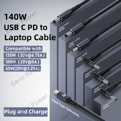 65 W 90 W 140 W USB C PD į DC universalus nešiojamojo kompiuterio įkroviklio laidas, skirtas Asus Dell Hp 5.5X2.5 7.4X5.0 4.5X3.0mm DC maitinimo adapterio keitiklis