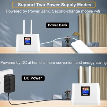 KuWFi 4G Wifi рутер 150Mbps безжичен рутер със слот за SIM карта, модем, външна антена, WiFi точка за достъп с интелигентен LCD дисплей