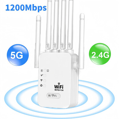 1200Mbps divjoslu WiFi atkārtotājs bezvadu signāla paplašinātājs 2,4G 5GHz Wi-Fi pastiprinātājs maršrutētājs liela diapazona signāla pastiprinātājs mājām